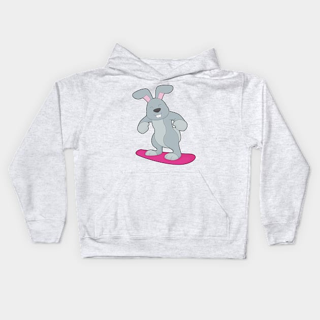 Rabbit Snowboard Winter sports Kids Hoodie by Markus Schnabel